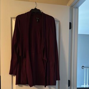 White House Black Market Deep Burgundy Cardigan Sweater with pockets